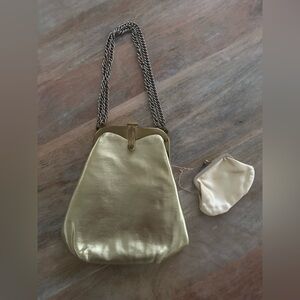 Vintage Gold Women's Bag with Chain Strap & Coin Purse